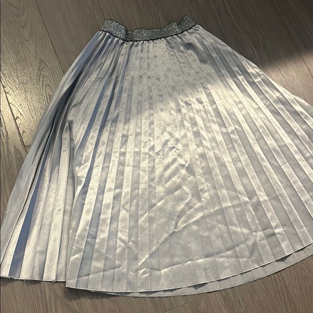 Charlotte Russe Silver Pleated Midi Skirt